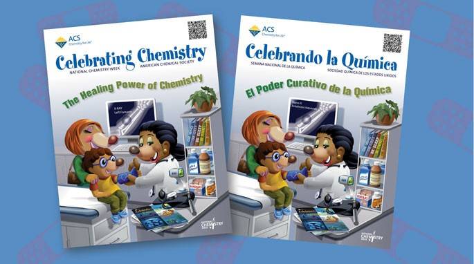 The cover of the kids' publication Celebrating Chemistry in English and Spanish
